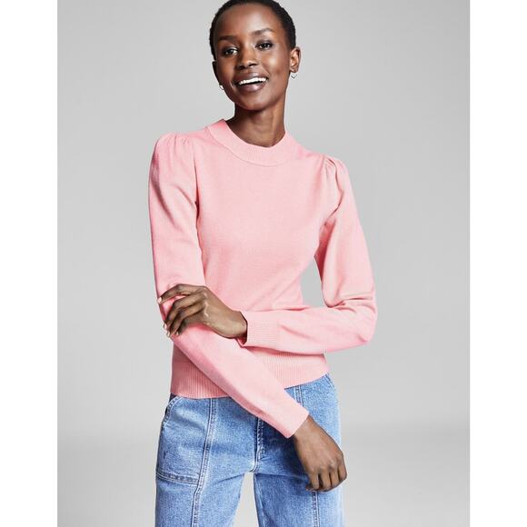 And Now This Women's Crewneck Puff-Sleeve Sweater Fresh Coral Size S - Picture 1 of 1